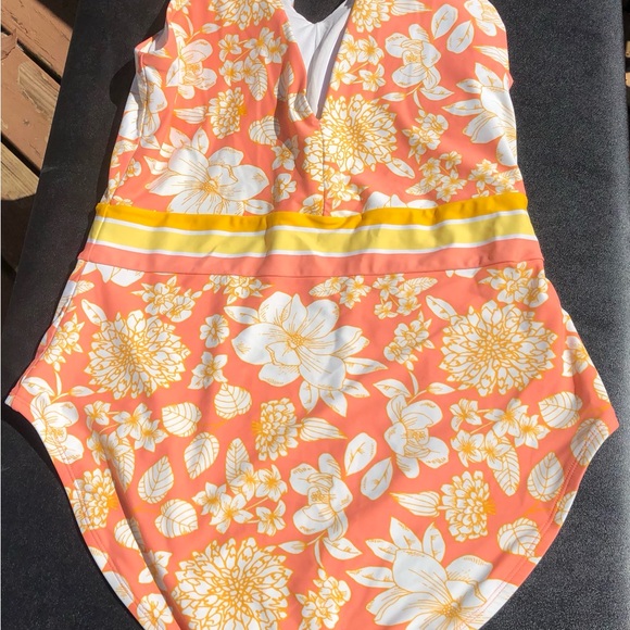 Matilda Jane Swimsuit Ladies Size Large Floral Tropical Orange Yellow One Piece - Picture 5 of 15